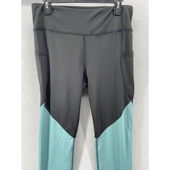 SOI Collection Leggings Womens Sz L Stretch Gym Yoga Pants Green Black - Picture 3 of 12